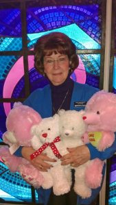 Gretchen holding teddy bears